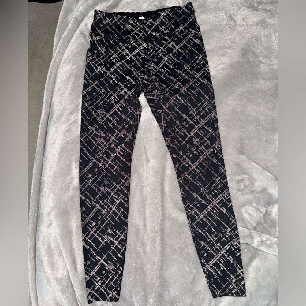 XS Rabbit black reflective running tights